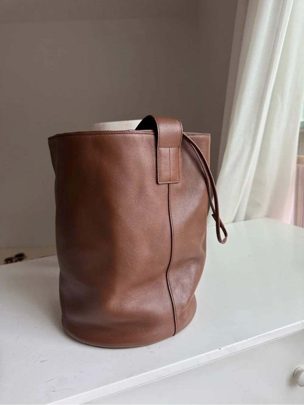 Jil Sander Brown Leather Bucket Bag